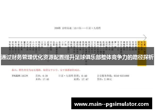 通过财务管理优化资源配置提升足球俱乐部整体竞争力的路径探析