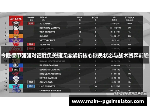 今晚德甲强强对话胜负关键深度解析核心球员状态与战术博弈前瞻